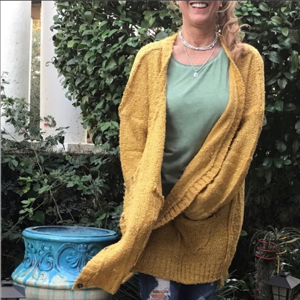 Oversized mustard cardigan
